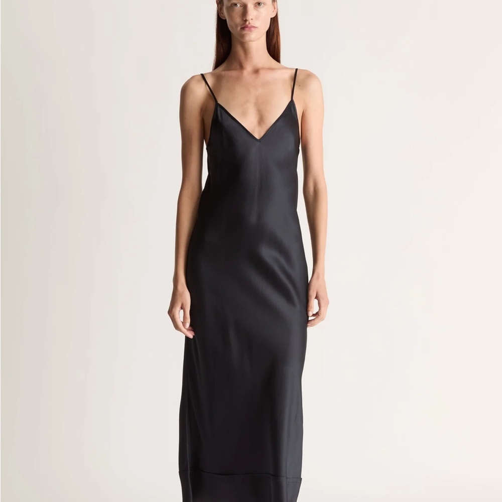 Lee Mathews Charcoal Satin Slip Dress